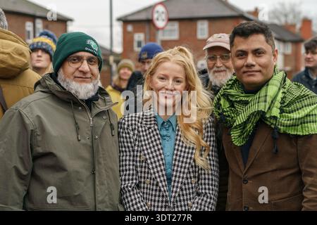 Manchester, UK, 20th Feb 2026: By-Election Candidate Hannah Spencer meets Muslim supporters outside Green Party HQ in Gorton, Adam Edwards/Alamy Live News Stock Photo