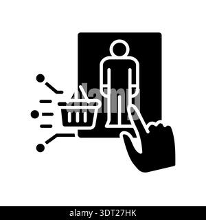 Customer behavior analytics black flat icon for digital and print projects.  Minimal clean icons for apps and websites. Modern simple icons for UI UX Stock Vector