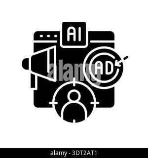 Smart ad targeting black flat icon for digital and print projects.  Minimal clean icons for apps and websites. Modern simple icons for UI UX and brand Stock Vector