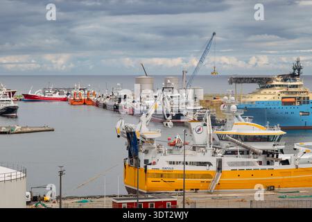 Ships docked in largest Danish fishing port. Skagen, Jutland, north Denmark, Scandinavia, Europe Stock Photo