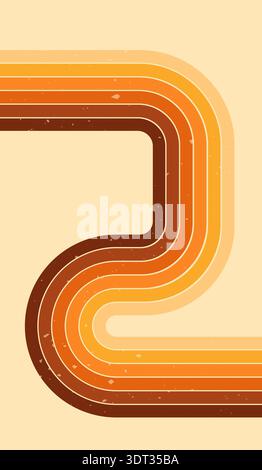 Warm color rainbow stripes, groovy harmony. Stock Vector