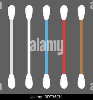 Cotton swabs vector set. Hygiene and medical ear buds illustration Stock Vector