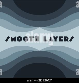 Abstract wave panel with smooth layer text across layered curves in dark gray tones Stock Vector