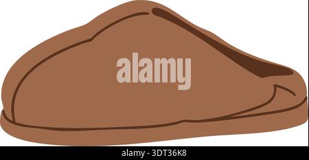 Simple brown slipper icon with rounded toe and soft shape in a flat design Stock Vector