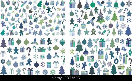 Christmas and Holiday Decorative Icons Collection Vector Set Stock Vector