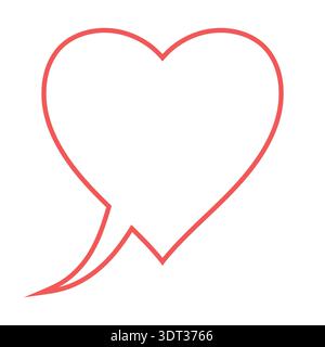 Red heart speech bubble outline chat dialogue communication love dialogue Stock Vector
