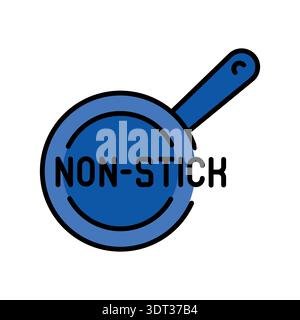 Non stick cookware color line icon for digital and print projects. PFAS product. Minimal clean icons for apps and websites. Modern simple icons for UI Stock Vector