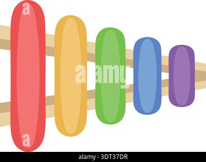 Illustration of colorful abacus beads on horizontal rods in a simple educational style Stock Vector