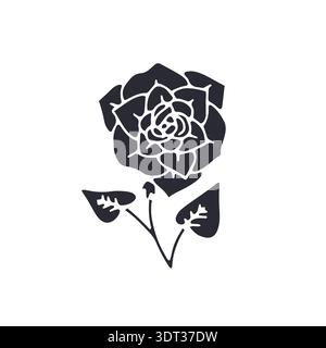 Hand drawn black silhouette of rose flower Stock Vector
