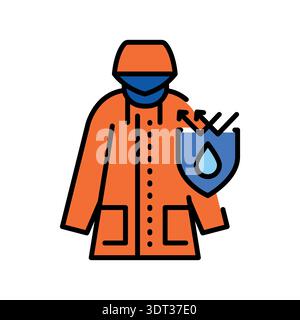 Waterproof clothing color flat icon for digital and print projects. PFAS product. Minimal clean icons for apps and websites. Modern simple icons for U Stock Vector