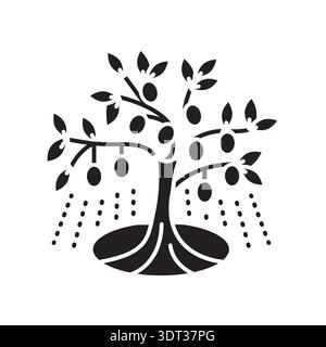 olive irrigation  color flat  icon. Vector isolated element. Editable stroke. Stock Vector