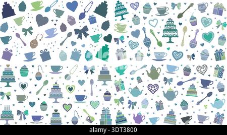 Romantic Tea Party and Wedding Decorative Elements Vector Collection Stock Vector