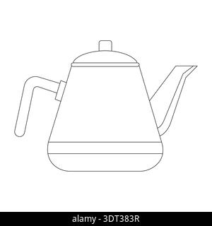 Clean line art kettle vector icon minimalist kitchenware outline for coloring and digital design Stock Vector