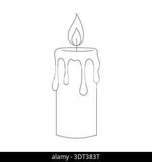 A simple and elegant candle outline in black and white line art style. Ideal for coloring books, instructional manuals, minimalist website icons, educ Stock Vector