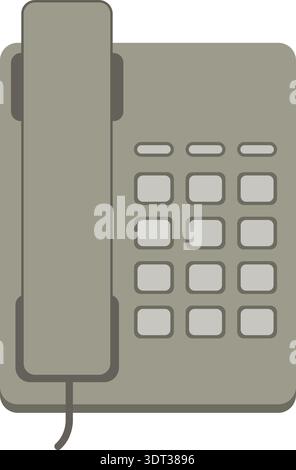 Gray desk telephone with handset and keypad shown in a simple flat style Stock Vector