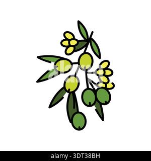flowering olive color flat icon. Vector isolated element. Editable stroke. Stock Vector