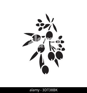 flowering olive color flat icon. Vector isolated element. Editable stroke. Stock Vector