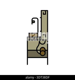 olive filling color line icon. Vector isolated element. Editable stroke. Stock Vector