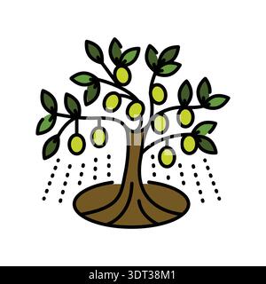 olive irrigation  color flat  icon. Vector isolated element. Editable stroke. Stock Vector