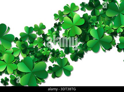 Saint Patricks day background with sprayed green clover leaves o Stock Vector