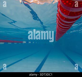 Underwater view of empty swimming pool lane Stock Photo