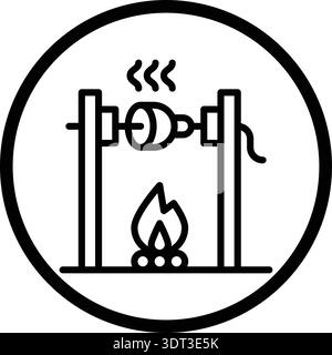 Medieval fire roasting Vector Icon Design Illustration Stock Vector