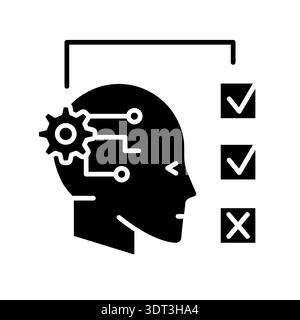 Reinforcement Learning black flat icon for digital and print projects.  Minimal clean icons for apps and websites. Modern simple icons for UI UX and b Stock Vector