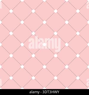 Seamless Pink Background With Polka Dot On Grid For Love Romantic Valentine Vector Textile Gift Card Wrap Stock Vector