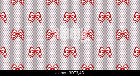 Lace Vintage Ribbon Bow Seamless Pattern Ornate Coquette Girly Vector Background For Greeting Card And Invitation. Retro Guipure Braid Romantic Textile Stock Vector