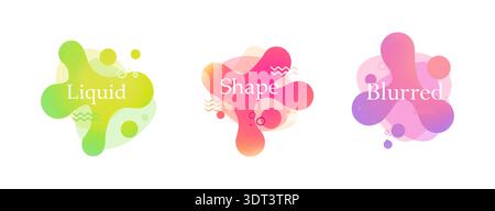 Set shape round gradient blob organic form. Abstract collection irregular blob. Liquid form deformed elements. Stock Vector