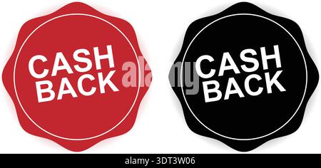 Cash Back promotional badge labels for discount and refund offer marketing Stock Vector
