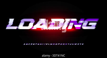 Loading Computer Font Logo Alphabet Bold Italic Red Button, Glitch Load Letter Sign, Download Symbol. Speed Digital Loader Typographic Design. Upload Stock Vector