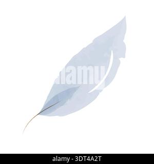 A delicate single leaf painted with soft blue watercolor. This artwork features a graceful shape and subtle shading, creating a serene and light aesthetic against a clean white backdrop. Stock Vector
