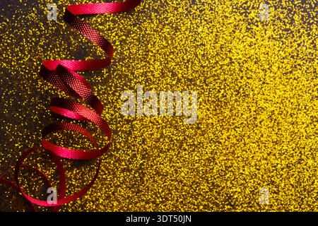 Collection of Glitter and Ribbon Arranged in a Mosaic Style for Decoration and Celebration Stock Photo