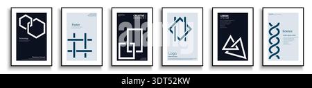 Collection of modern business covers, templates, backgrounds, placards, brochures, banners, flyers, magazines. Creative posters with digital symbol Stock Vector