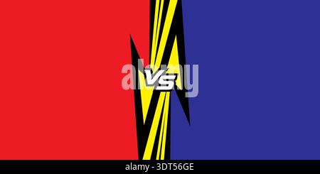 vs fight scene. Versus background with red and blue color parts. Duel poster with simple design Stock Vector