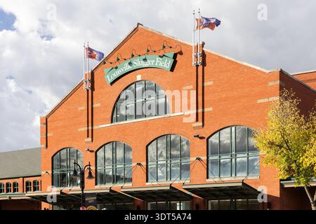 The Louisville Slugger Field Stadium, home to the Louisville Bats, is named after the famous baseball bat company and opened in 2000. Stock Photo