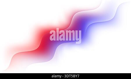 Bright waves of red and blue flow together in a smooth gradient. The design creates a sense of movement and can be used as a background for various pr Stock Photo