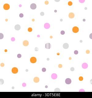 Polka dot pastel colored seamless pattern, decorative boho texture of round circles of different size in random order, simple minimalist repeat ornament for textile, gift paper, nursery decor Stock Vector