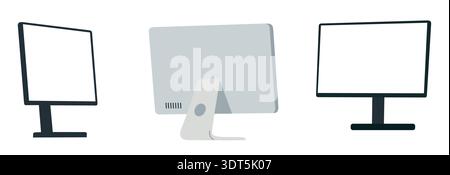 Vector illustration set of modern computer monitor Stock Vector