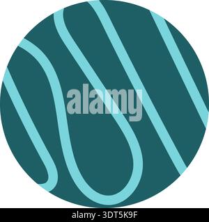 Circular element created from hand-scribbled, curved lines with thick, flowing wave shapes. Stock Vector