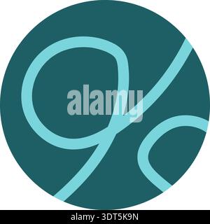 Circular element filled with looping thick lines arranged in curving hand-drawn structures. Stock Vector