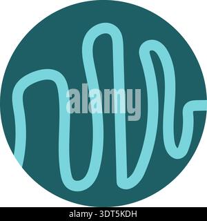 Circle filled with thick, hand-drawn curved scribbled lines forming wave patterns. Stock Vector