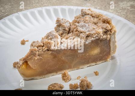 Slice of apple crumb pie, USA Stock Photo