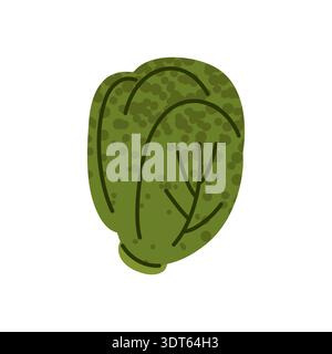 Stylized Brussels sprout in flat graphic style. Textured green cabbage with simple shapes and bold lines. Modern vegetable illustration for healthy fo Stock Vector