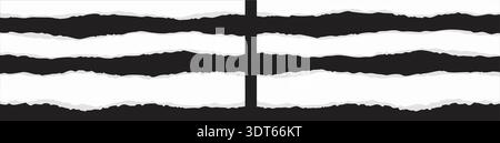 Torn paper edges background. Torn paper texture strips lines. Frames scrapbooking border banner template Stock Vector