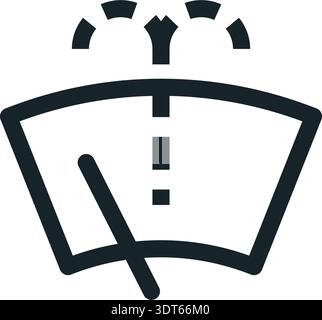 Visibility windshield washer dashboard indicator symbol vehicle glass cleaning system, maintenance alert for fluid refill and driving safety control Stock Vector