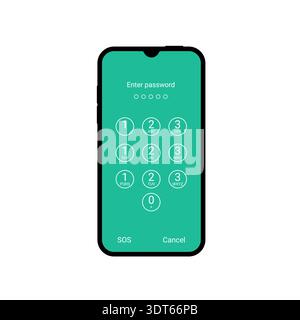 Smartphone password lock screen background. Phone account personal message information Stock Vector