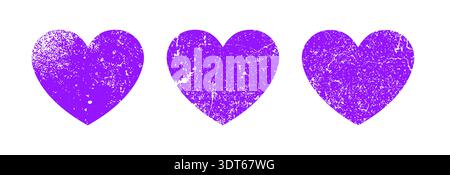 Heart brush grunge paint texture lilac love background. Hand drawn grunge heart stamp Stock Vector