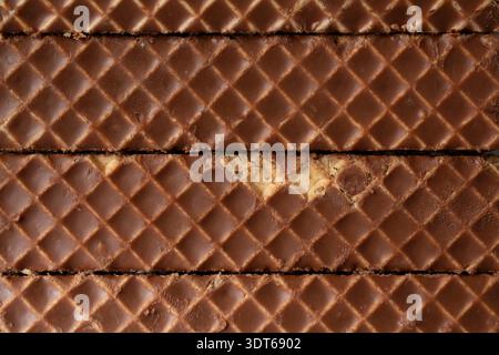 A top down view of chocolate wafer bars, as a background. Stock Photo